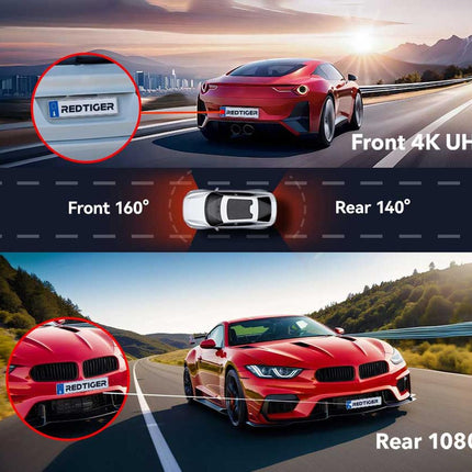 Redtiger A4 4K Touch Wifi GPS 2CH 64gb Dashcam