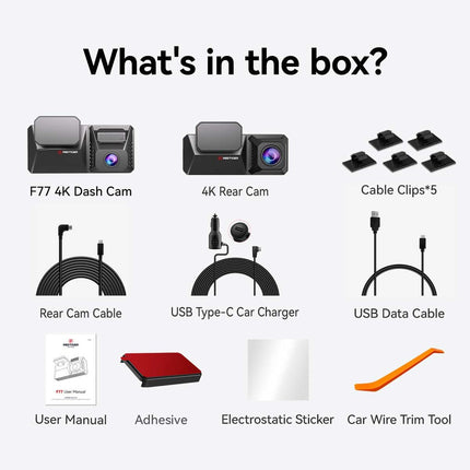 Redtiger F77 4K Touch Wifi GPS 2CH 128gb Dashcam
