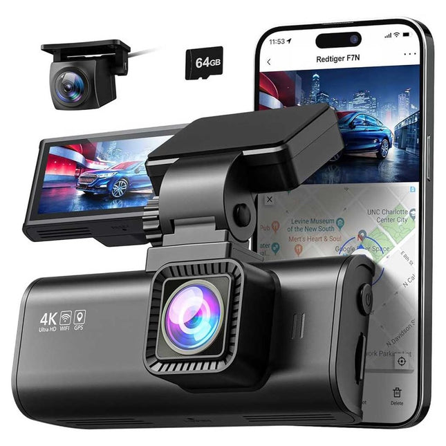 Redtiger F7N 4K Wifi GPS 2CH 64gb Dashcam