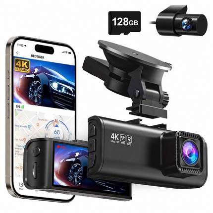 Redtiger F7NT Touch 4K Touch WiFi GPS 2CH 128 GB Dashcam