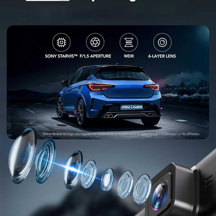 Redtiger F7NT Touch 4K Touch WiFi GPS 2CH 128 GB Dashcam