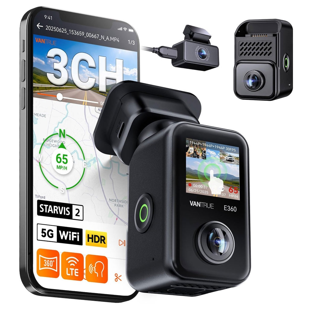 Vantrue E360 Plus Cloud 5K 3CH WiFi GPS 360 Grad