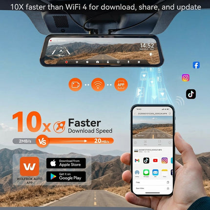 <tc>Wolfbox</tc> G900 Core 4K <tc>Wifi</tc> GPS-Spiegel <tc>Dashcam</tc>