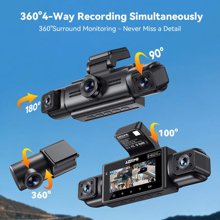 AZDome M350 4CH 2K WiFi GPS 64 GB 360-Grad-Dashcam