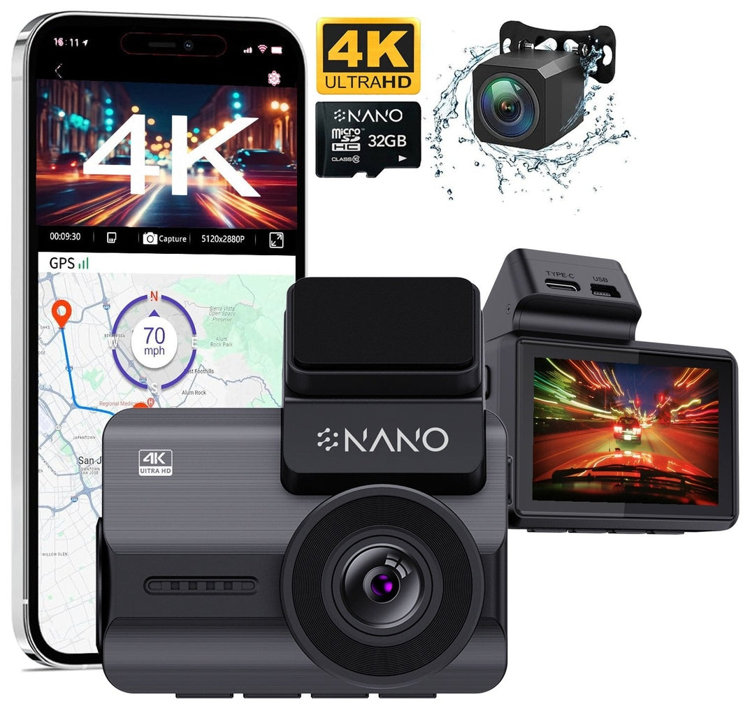 Nanocam M68 4K 2CH Wifi GPS 32gb Dashcam